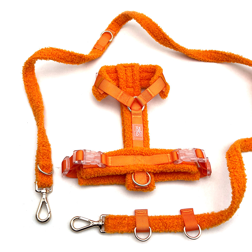 Teddy Harness Set in Orange, Sherpa-Soft for Winter