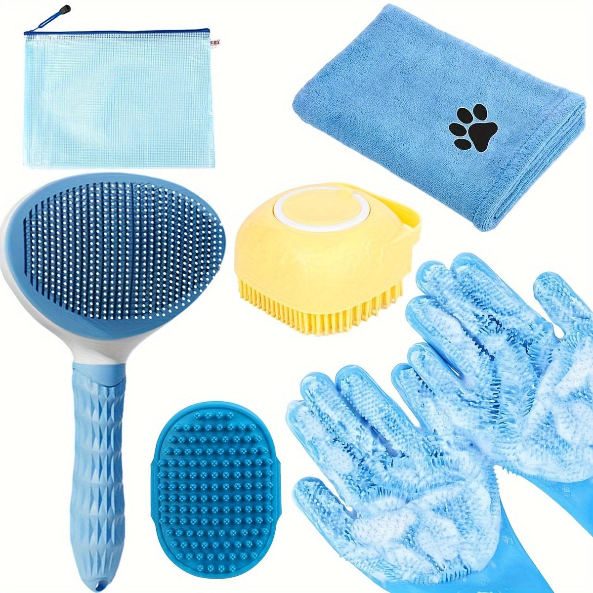 Wash Day Set, Six Pieces for Bath and Brush