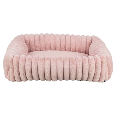 Lonni Corduroy Bed, Wide-Wale Plush in Pink
