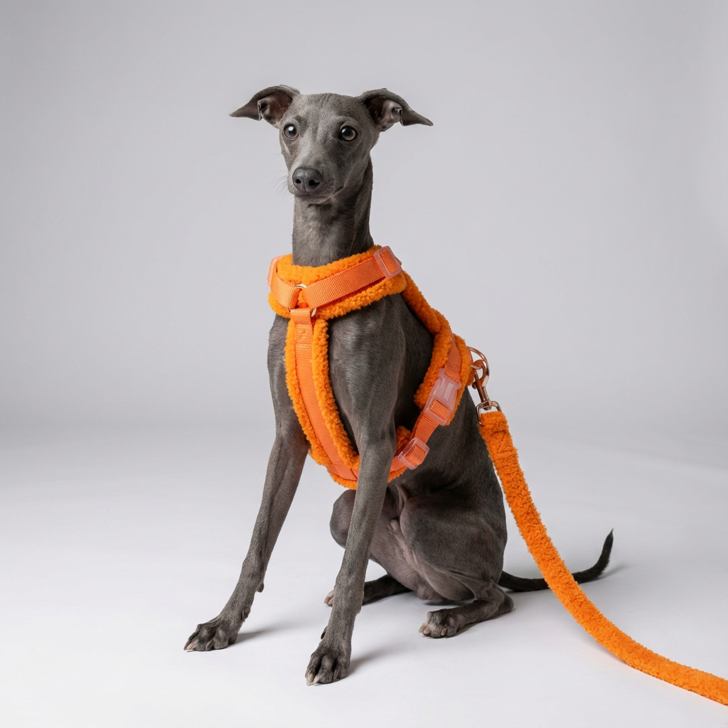 Teddy Harness Set in Orange, Sherpa-Soft for Winter