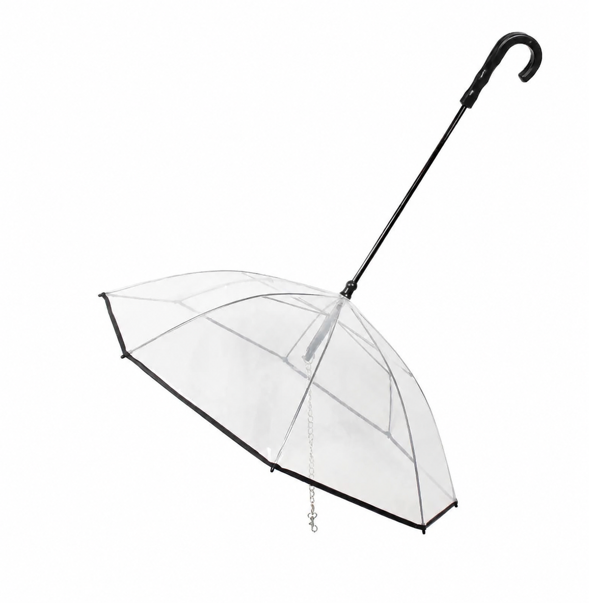 Rainy-Day Dome, Clear Dog Umbrella with Built-In Leash