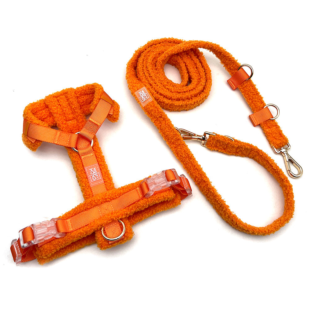 Teddy Harness Set in Orange, Sherpa-Soft for Winter